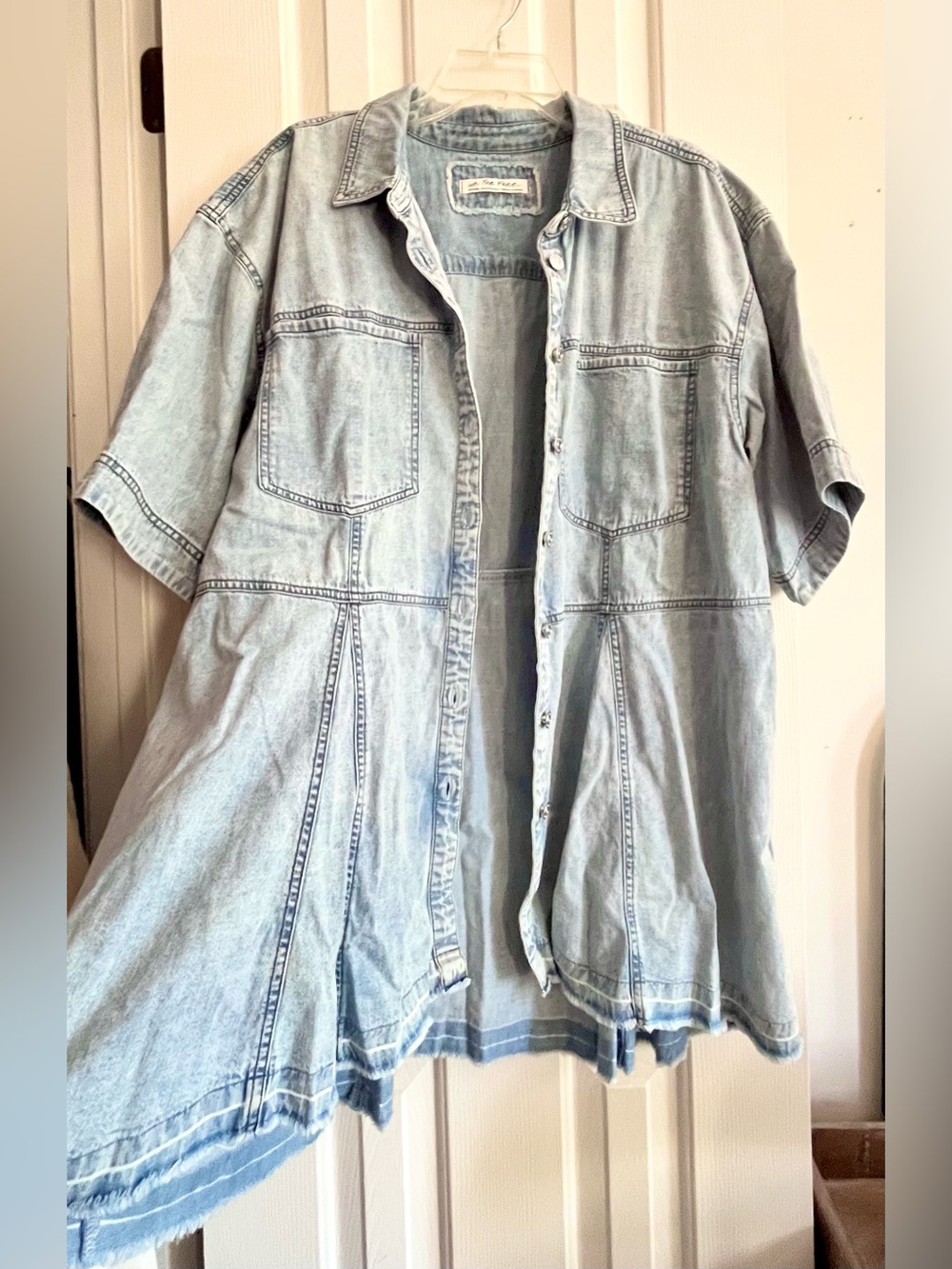 We The Free Light Blue Denim Shirt Dress